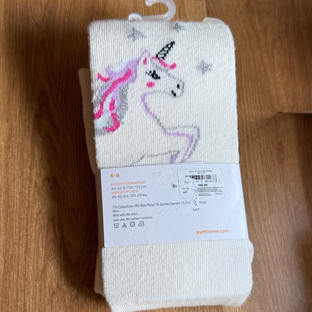 🦄 Gymboree Big Girls Unicorn Tights 6-8 years. Retired Print NWT Party Pink